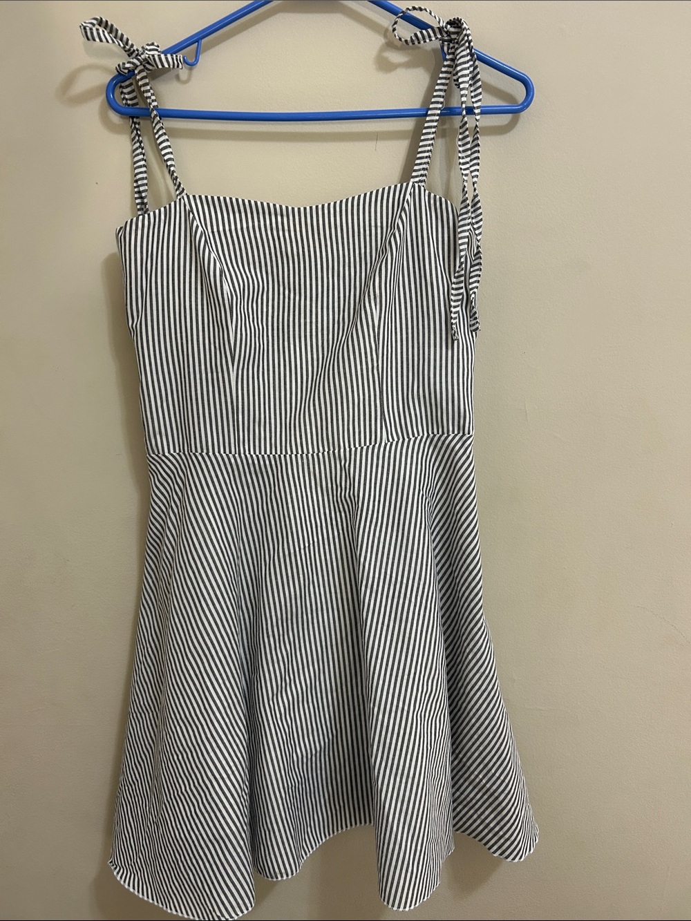Blanca Line Black & White Striped Tie-Shoulder Mini Dress